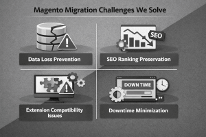 Magento migration challenges including data loss prevention SEO preservation and downtime minimization